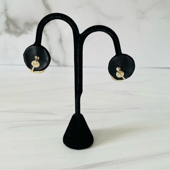 Lisner Pearlized and Rhinestone Bow Screw Back Earrings- Gold and White - Picture 4 of 4